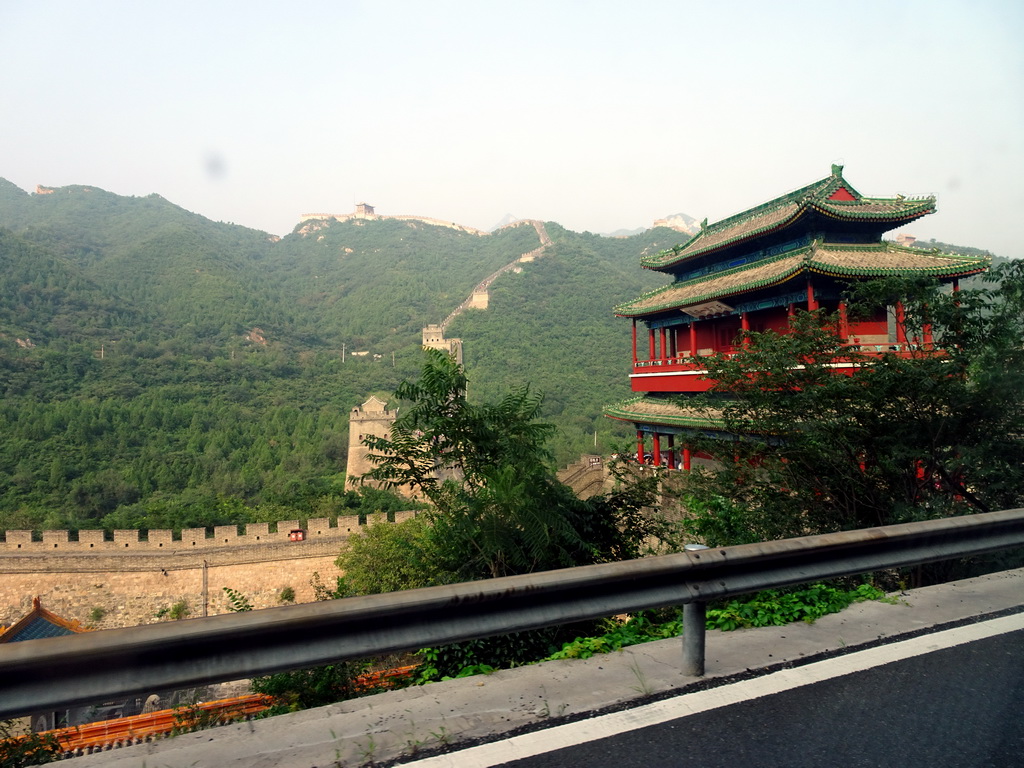 Pavilion of the Juyongguan Great Wall, viewed from the tour bus on the G6 Jingzang Expressway