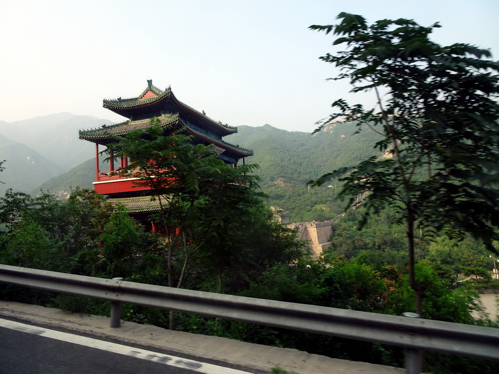 Pavilion of the Juyongguan Great Wall, viewed from the tour bus on the G6 Jingzang Expressway