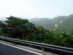 Pavilion of the Juyongguan Great Wall, viewed from the tour bus on the G6 Jingzang Expressway