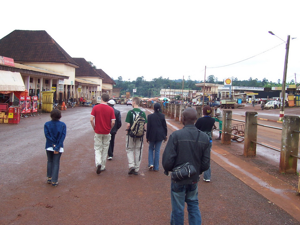 Tim and his friends on a street near the Chieftain