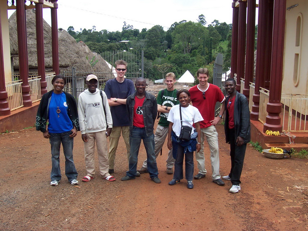 Tim and his friends in front of the Bandjoun Palace