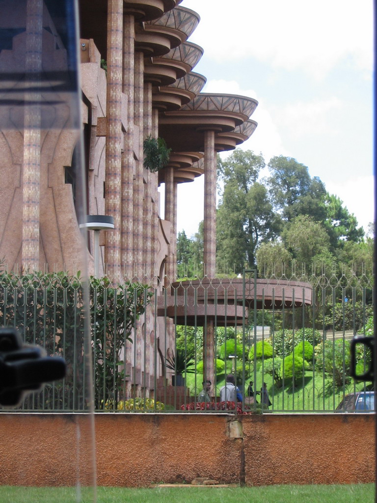 Front of a building at Bafoussam, viewed from the car