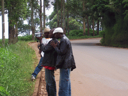 Our friends making a video at the road from Bafoussam