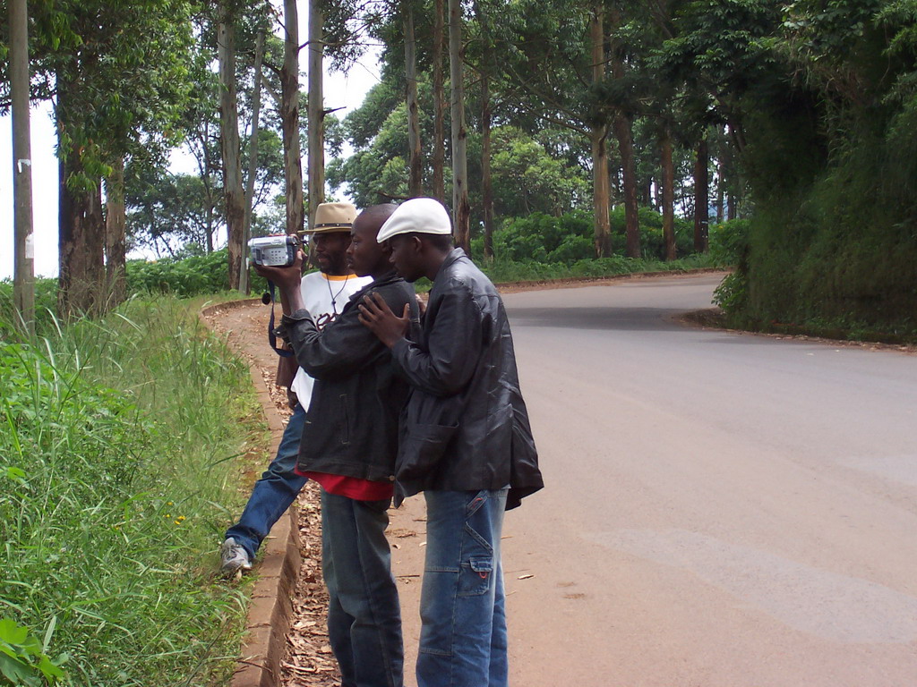 Our friends making a video at the road from Bafoussam