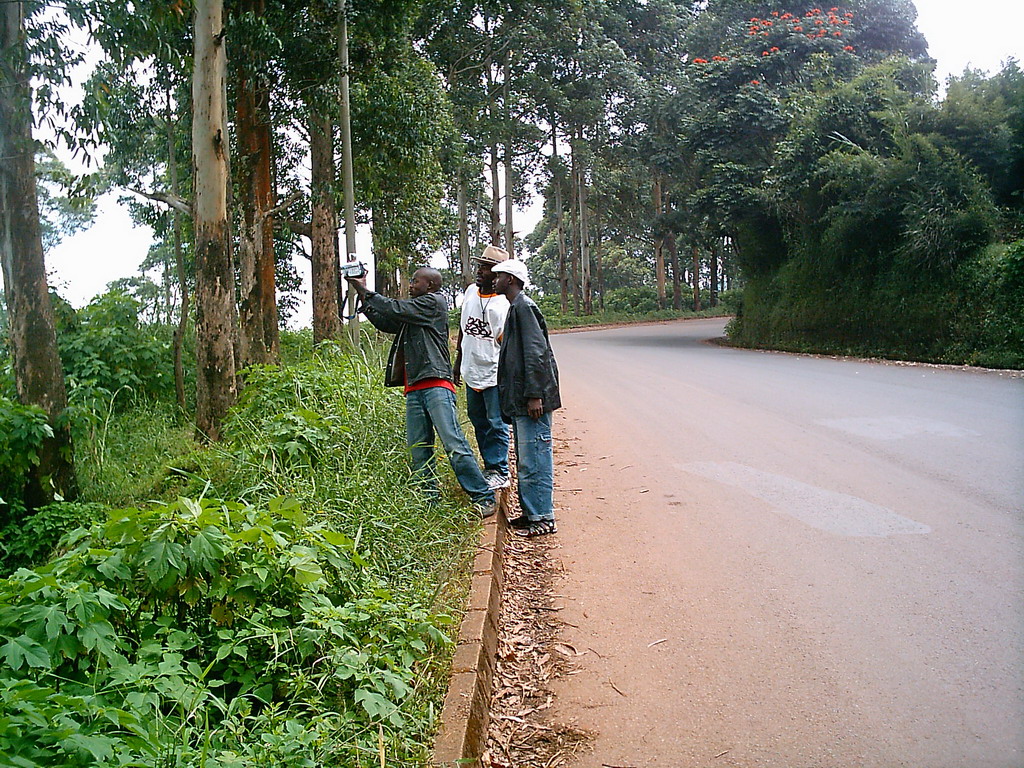 Our friends making a video at the road from Bafoussam