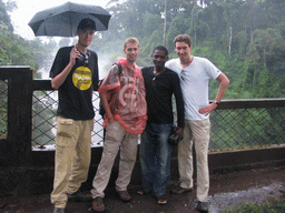 Tim and his friends in front of the Menchum Waterfall