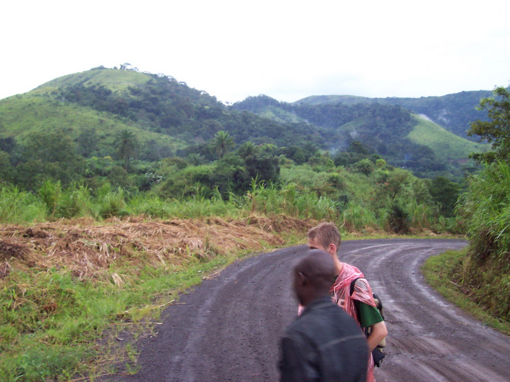 Tim`s friends on the road from the Menchum Waterfall