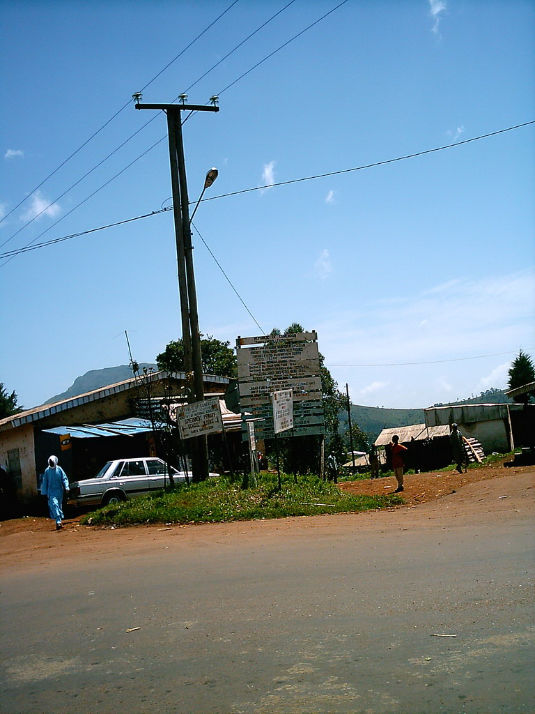 Street signs along the road to Douala