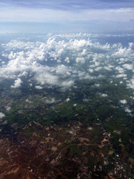 Towns and river at the northeast side of Bangkok, viewed from the airplane from Haikou