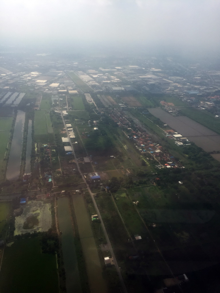 Roads and buildings at the northeast side of Bangkok, viewed from the airplane from Haikou