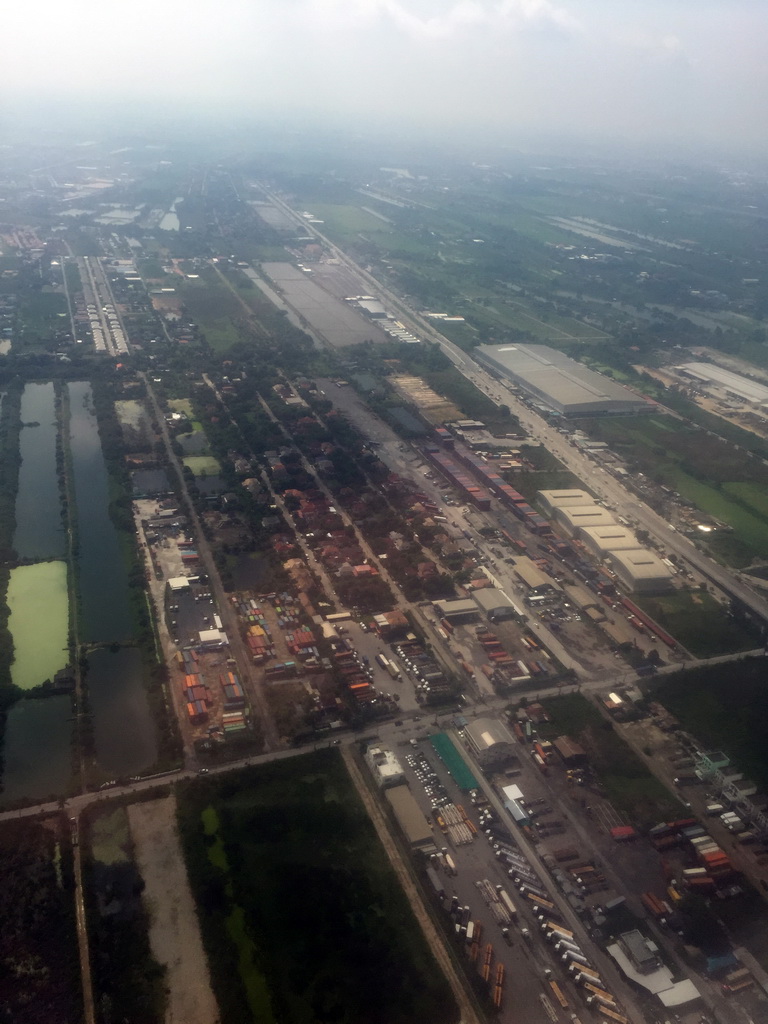 Roads and buildings at the northeast side of Bangkok, viewed from the airplane from Haikou