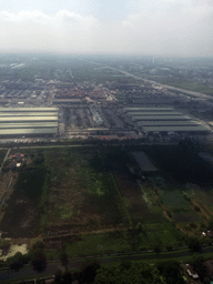 Rom Klao Transportation airport cargo containers just north of Bangkok Suvarnabhumi Airport, viewed from the airplane from Haikou