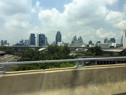 Skyscrapers in the city center, viewed from the taxi on Chaturathid Road