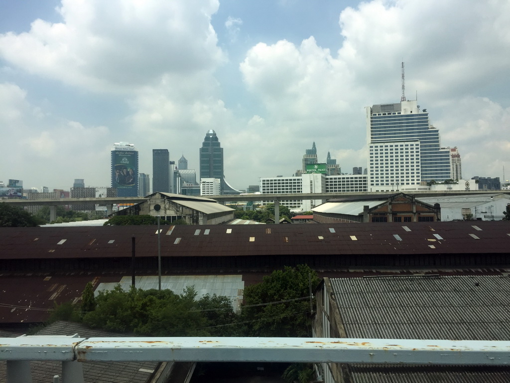 Skyscrapers in the city center, viewed from the taxi on Chaturathid Road