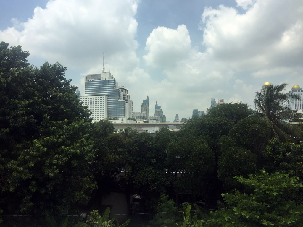 Skyscrapers in the city center, viewed from the taxi on Chaturathid Road