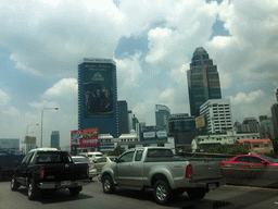 The Adriatic Palace Hotel and the Thai Italian Chamber of Commerce building, viewed from the taxi on Chaturathid Road