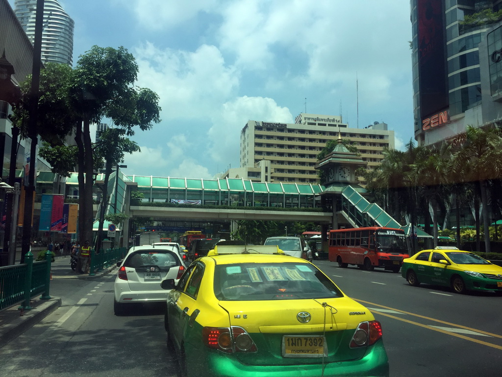 Skywalk over Ratchadamri Road, viewed from the taxi