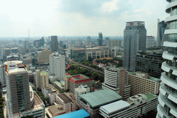 The Siam Paragon shopping mall, the Wat Pathumwanaram Ratchaworawihan temple, the Central World Tower, the Centara Grand & Bangkok Convention Centre and other skyscrapers in the Central Business District, viewed from our room at the Grande Centre Point Hotel Ratchadamri Bangkok