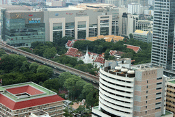 The Siam Paragon shopping mall and the Wat Pathumwanaram Ratchaworawihan temple, viewed from our room at the Grande Centre Point Hotel Ratchadamri Bangkok