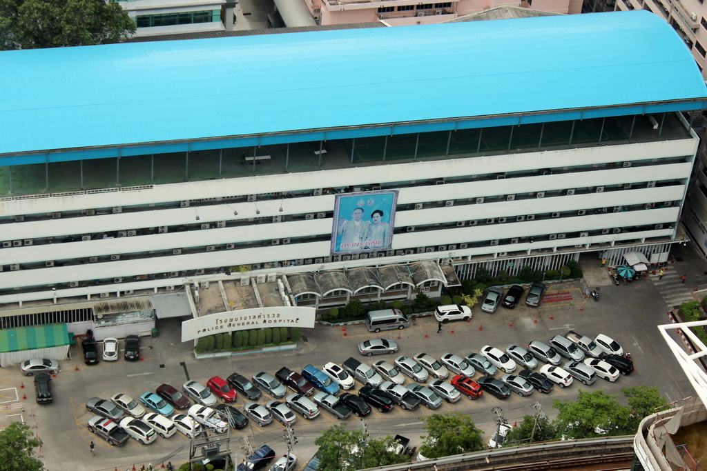 The Police General Hospital at Ratchadamri Road, viewed from our room at the Grande Centre Point Hotel Ratchadamri Bangkok