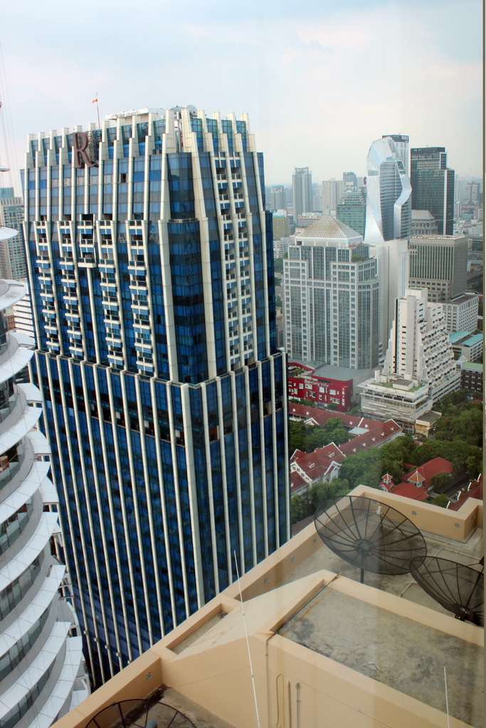 The Renaissance Bangkok Ratchaprasong Hotel, the Mater Dei Institute, the Central Embassy building and other skyscrapers in the Central Business District, viewed from our room at the Grande Centre Point Hotel Ratchadamri Bangkok