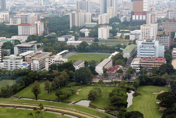 The Royal Bangkok Sports Club golf course and the city center, viewed from our room at the Grande Centre Point Hotel Ratchadamri Bangkok