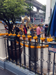 The Erawan Shrine at the crossing of Ratchadamri Road and Phloen Chit Road