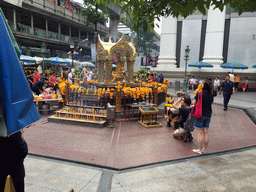 The Erawan Shrine at the crossing of Ratchadamri Road and Phloen Chit Road