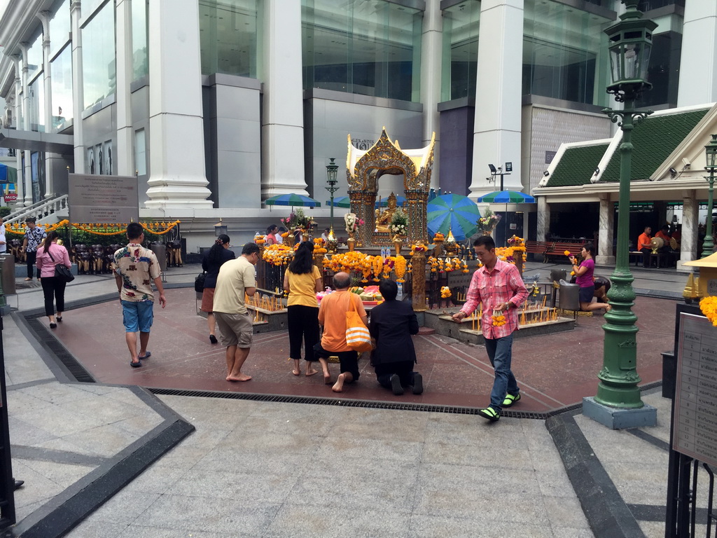 The Erawan Shrine at the crossing of Ratchadamri Road and Phloen Chit Road