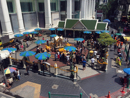The Erawan Shrine at the crossing of Ratchadamri Road and Phloen Chit Road, viewed from the skywalk