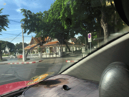 The Rattanakosin Exhibition Hall at Ratchadamnoen Klang Road, viewed from the taxi