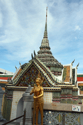 Yaksha statue in front of the Phra Wiharn Yod hall at the Temple of the Emerald Buddha at the Grand Palace