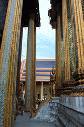The Prasat Phra Dhepbidorn hall, Yaksha statues in front of the Phra Mondop hall and the north side of the Chapel of the Emerald Buddha at the Temple of the Emerald Buddha at the Grand Palace