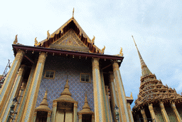 The Prasat Phra Dhepbidorn hall and the Phra Mondop hall at the Temple of the Emerald Buddha at the Grand Palace