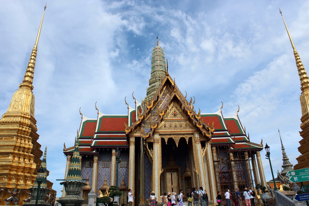 East side of the Prasat Phra Dhepbidorn hall at the Temple of the Emerald Buddha at the Grand Palace