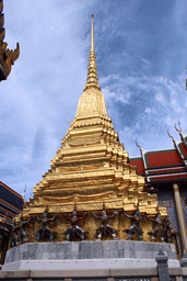 Stupa at the southeast side of the Prasat Phra Dhepbidorn hall at the Temple of the Emerald Buddha at the Grand Palace