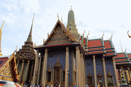 The south side of the Phra Mondop hall and the Prasat Phra Dhepbidorn hall at the Temple of the Emerald Buddha at the Grand Palace