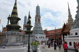 Stupas as the east side of the Temple of the Emerald Buddha at the Grand Palace