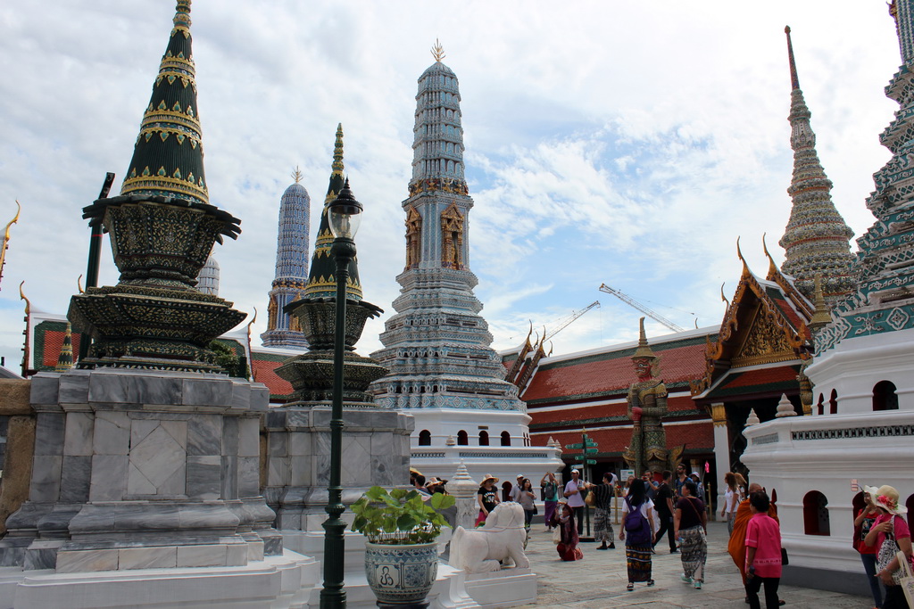 Stupas as the east side of the Temple of the Emerald Buddha at the Grand Palace