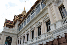 Right front of the Chakri Maha Prasat hall and the Phra Maha Monthien halls at the Grand Palace