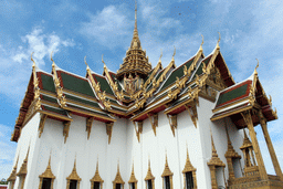 Left front of the Dusit Maha Prasat hall at the Grand Palace