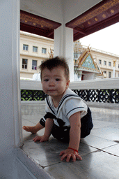 Max at a gallery in front of the Dusit Maha Prasat hall at the Grand Palace