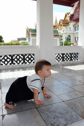 Max at a gallery in front of the Dusit Maha Prasat hall at the Grand Palace