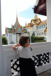 Max at a gallery in front of the Dusit Maha Prasat hall at the Grand Palace