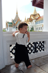 Max at a gallery in front of the Dusit Maha Prasat hall at the Grand Palace