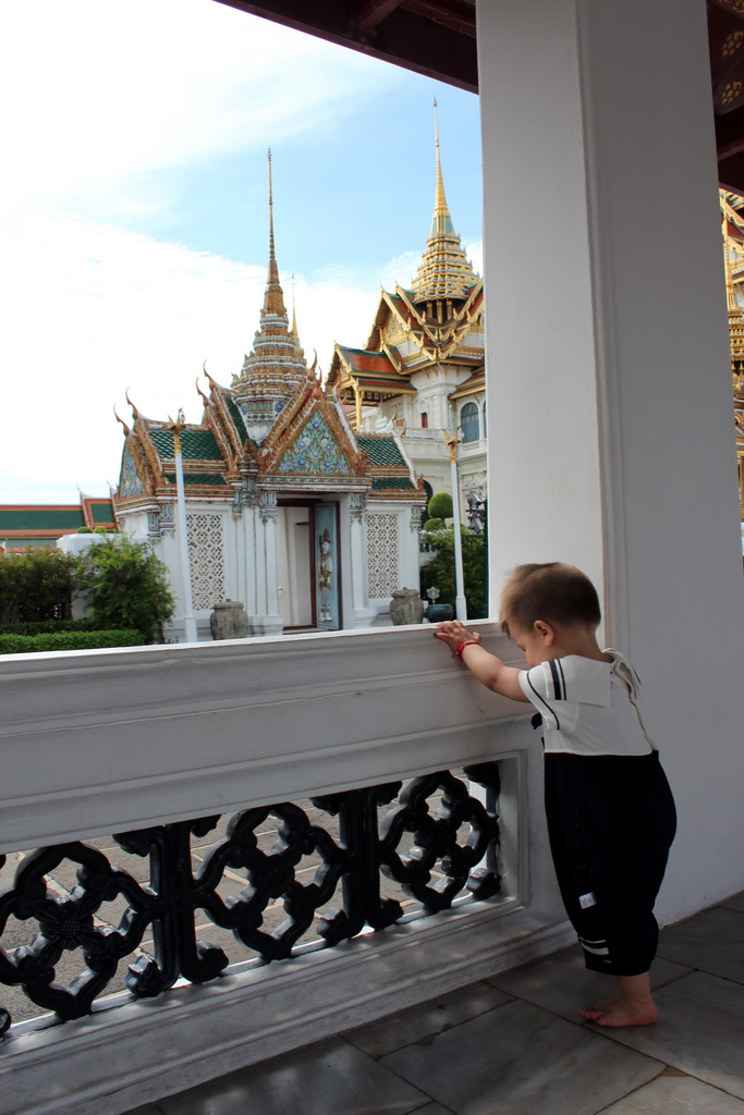 Max at a gallery in front of the Dusit Maha Prasat hall at the Grand Palace