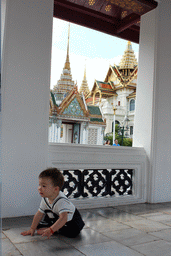 Max at a gallery in front of the Dusit Maha Prasat hall at the Grand Palace