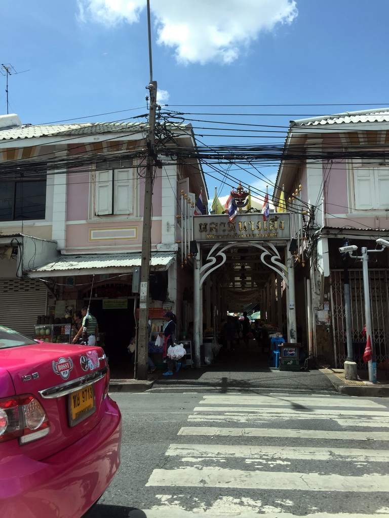 Entry to a small alley at Nakhon Sawan Road, viewed from the taxi