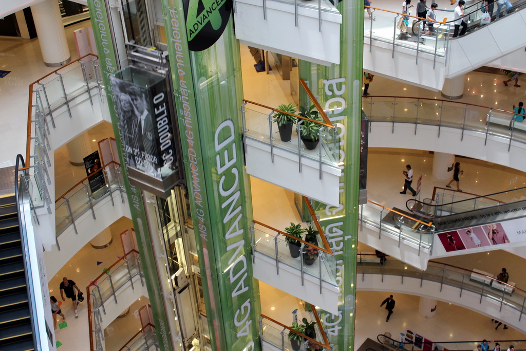 Elevator and staircase at the Central World shopping mall