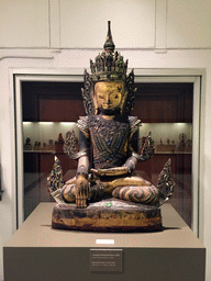 Statue of the Bejewelled Buddha Touching Earth, at the Asian Art room at the Ground Floor of the Maha Surasinghanat Building at the Bangkok National Museum, with explanation